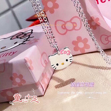 足银999纯银吊坠Hellokitty儿童小孩银项链轻奢锁骨链六一节礼物