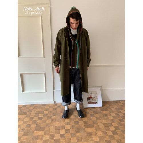 NOKO｜复古立领直筒版型长款工装风衣