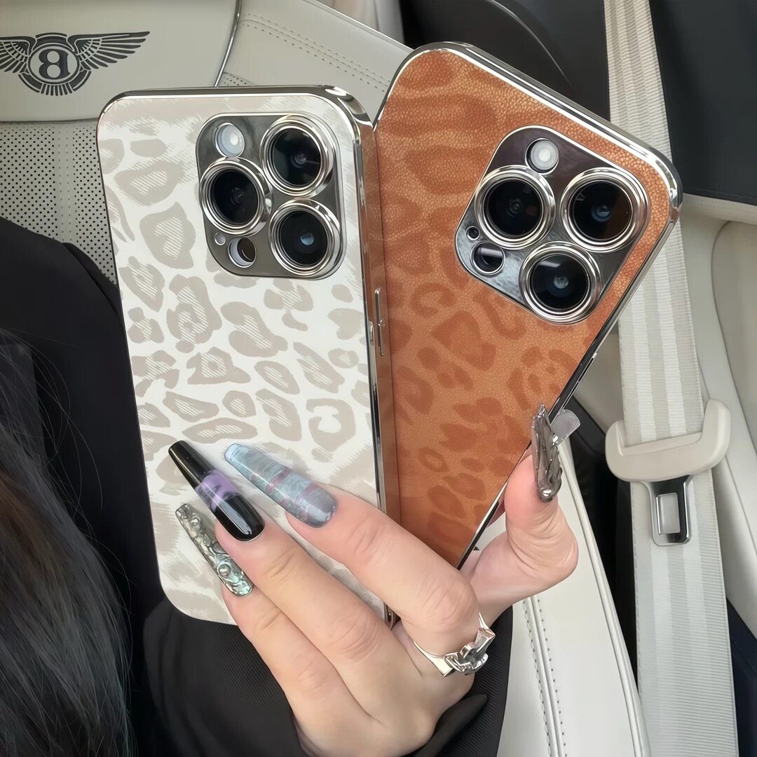 【苏苏nana宠粉补贴】电镀皮质高级豹纹ins辣妹适用苹果16promax手机壳iPhone15新款华为简约