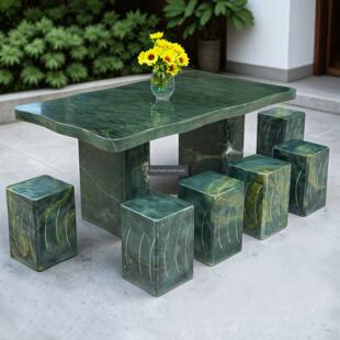 石桌石凳庭院一套家用户外天然长方形桌子农村自建房小院石头桌子