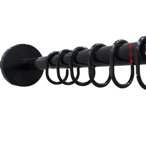 黑色浴帘杆弧形免打孔伸缩杆免钉U形杆浴室杆免打孔304伸缩弧形杆