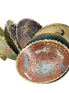 尼泊尔佛事用品厂家直供果盘铜制供水碗家用供奉精美果盘摆件10cm