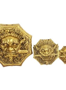 铜狮咬剑挂件铜狮子摆件铜兽头挂件