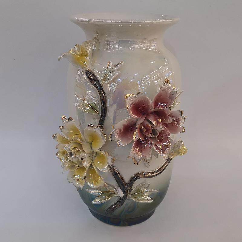 陶瓷花瓶工艺品摆件手工捏花花瓶描金,橡塑材料及制品,工业陶瓷,淘宝优惠券,粉丝福利购,淘宝优惠卷