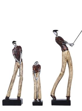 树脂工艺品人物高尔夫球员摆件办公室装饰品套装出口货源