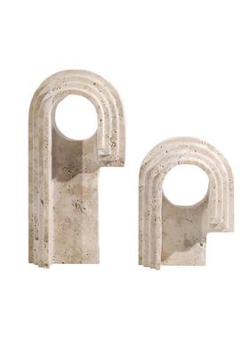 欧式极简黄洞石几何书档摆件样板房家居客厅书房书柜桌面摆台装饰