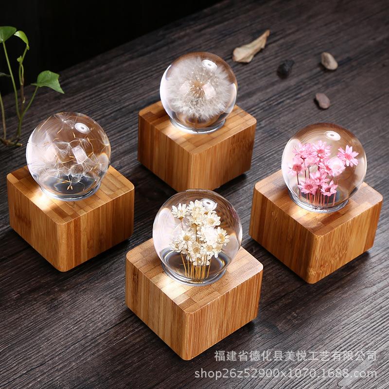 蓝牙音响蒲公英水晶球音乐盒木制中秋七夕节专属礼物创意音乐盒