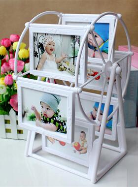 5寸12张容量摩天轮大风车相框婚纱影楼双面PVC加厚相框浮雕摆件