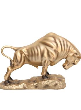 牛气冲天简约玄关装饰摆件客厅现代创意办公室高档轻奢家居工艺品