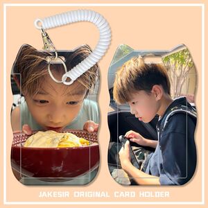 吴帅克可爱周边学生滑盖猫耳朵卡套饭卡公交身份证件保护套弹簧绳