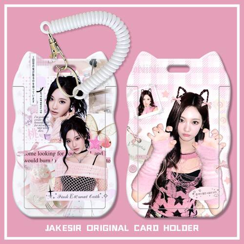 宁艺卓美女周边学生滑盖猫耳朵卡套饭卡公交身份证件保护套弹簧绳