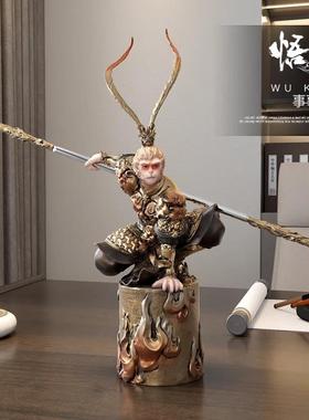 创意玻璃纤维桶克服佛像和悟空桌面装饰品，办公室，学习装饰，生