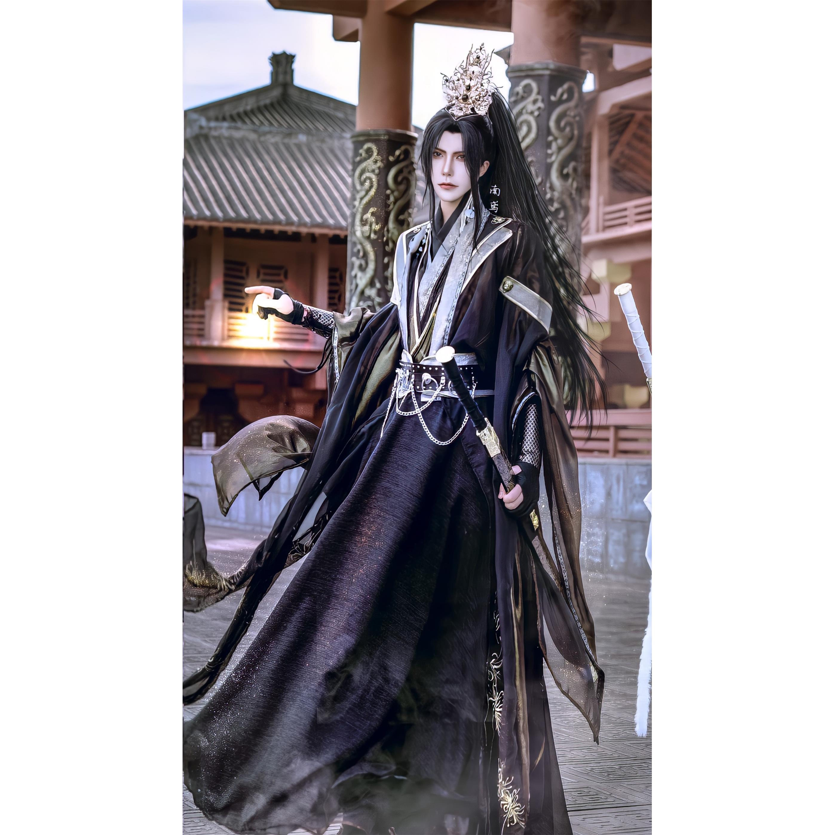 不见上仙/萧复暄/墨燃/cos服/黑金古风男士演出服