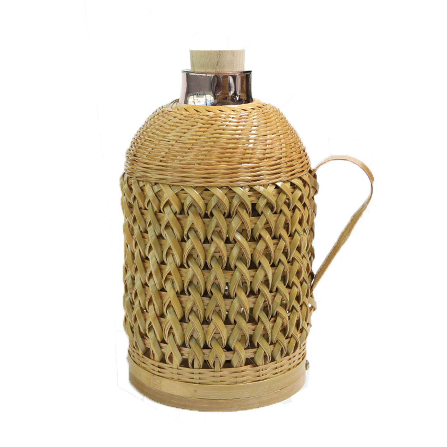 竹编热水瓶保温壶覆古文艺暖水瓶80年代开 水壶家用保温瓶玻璃内