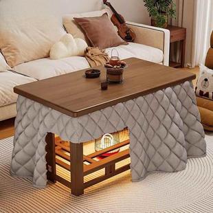 烤火桌家用实木烤火炉桌子一体取暖正方形折叠桌子冬季客厅烤火架