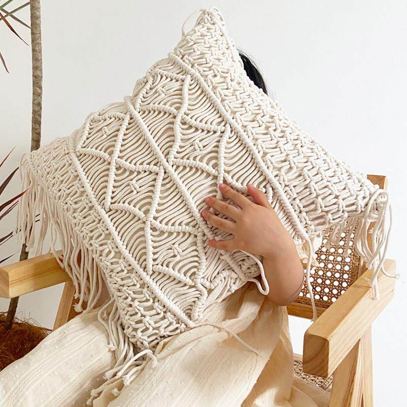 米白色手工编织抱枕套北欧ins 风客厅沙发靠垫民宿床头靠枕不含芯,居家布艺,靠垫/抱枕,淘宝优惠券,粉丝福利购,淘宝优惠卷