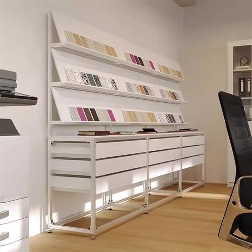 桦木海洋板展示柜现代铝型材展览书架中岛台货架收纳架抽屉陈列架