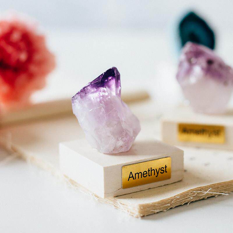 简约现代大理石水晶方形底座立式桌面摆件高低组合天然石材开采