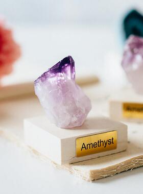 简约现代大理石水晶方形底座立式桌面摆件高低组合天然石材开采