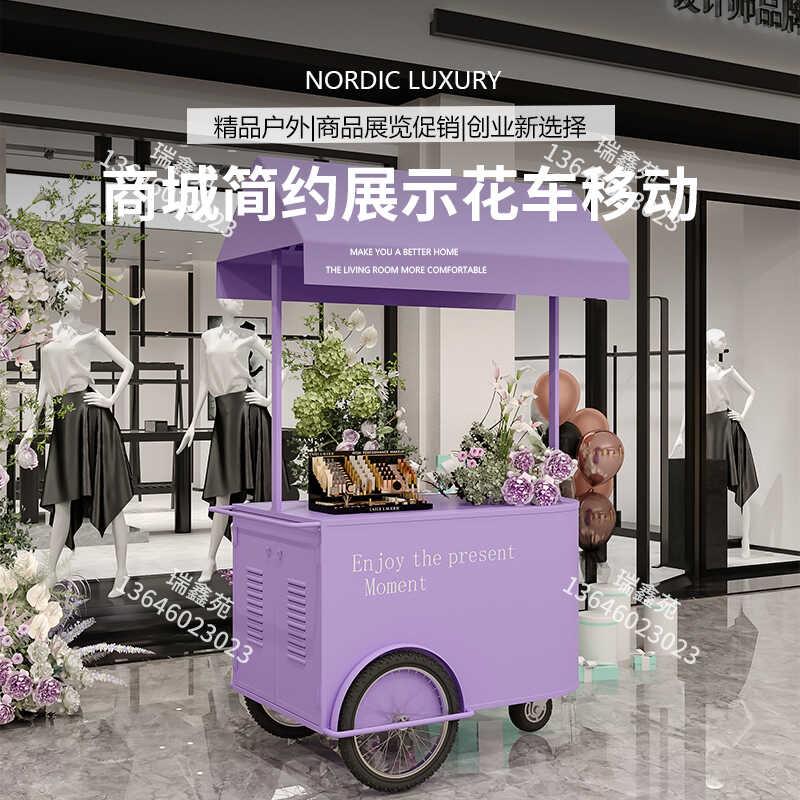 摆摊小推车酒店商场展销台移动宣传花车门店促销台活动展会促销车