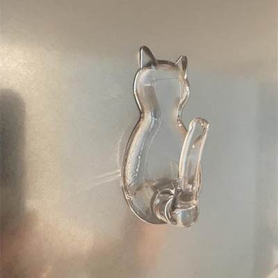 日本透明亚克力猫咪小挂钩！可爱卡通粘钩！免打孔厨房墙壁钩子