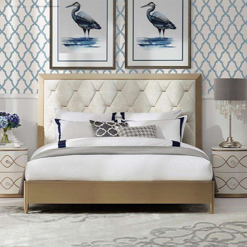 美式轻奢实木双人床后现代简约床头柜卧室家具法式1.8m主卧婚床