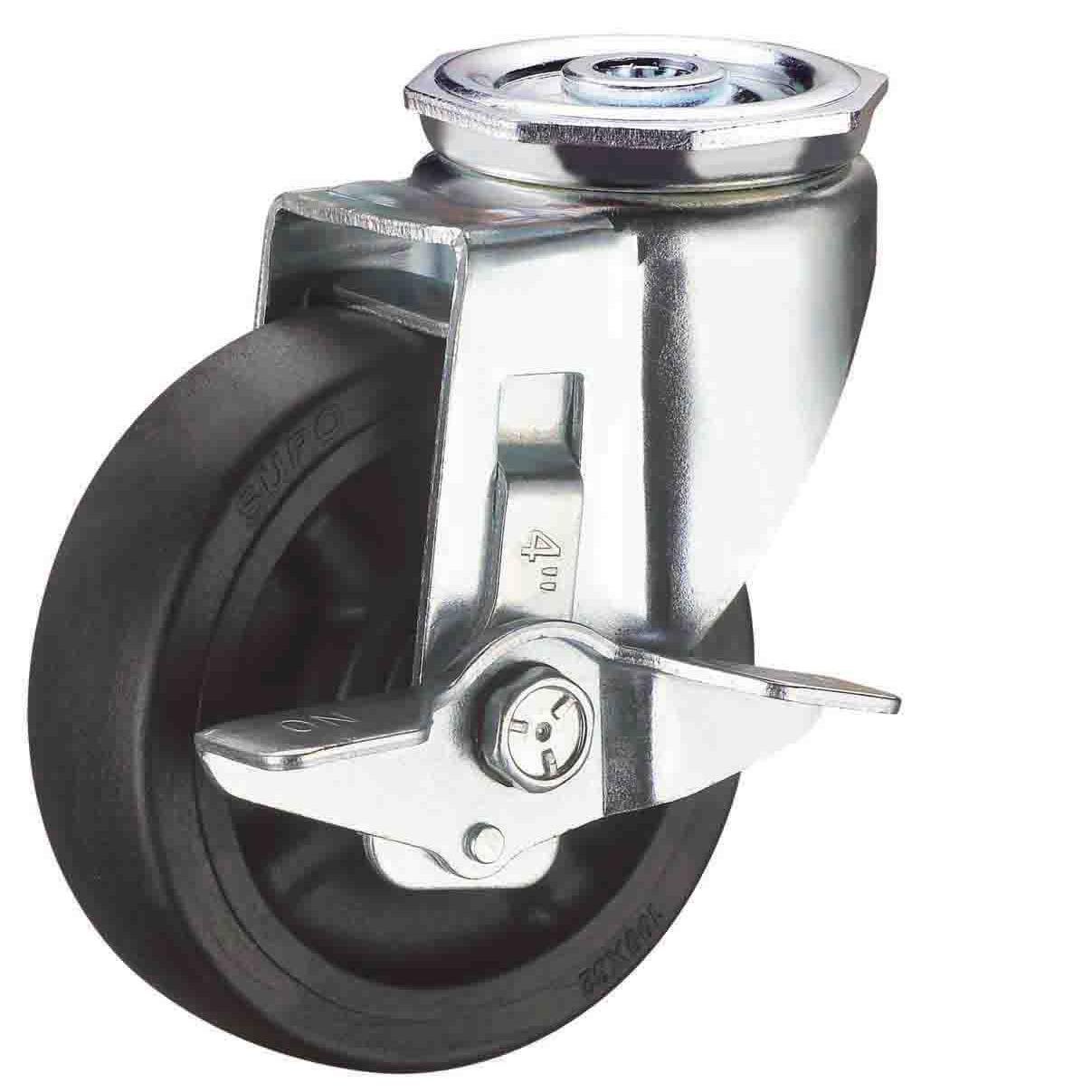 耐高温260度尼龙PA万向脚轮孔顶向荣5寸带边刹车Z03S-03C-125-652