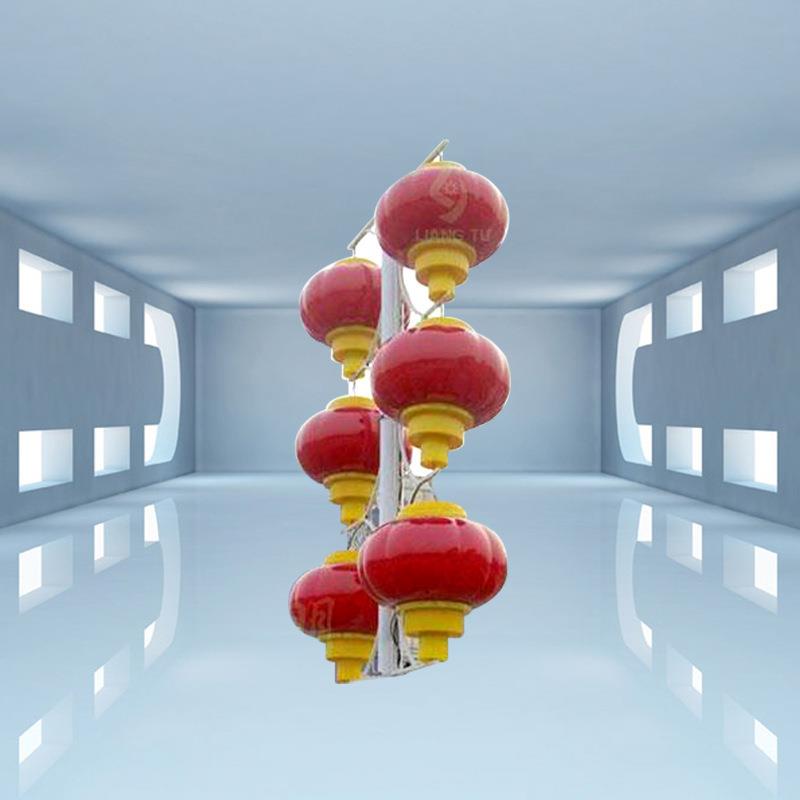 大红户外防水塑料连串宫灯工程街道装饰LED亮化景观灯亚克力灯笼