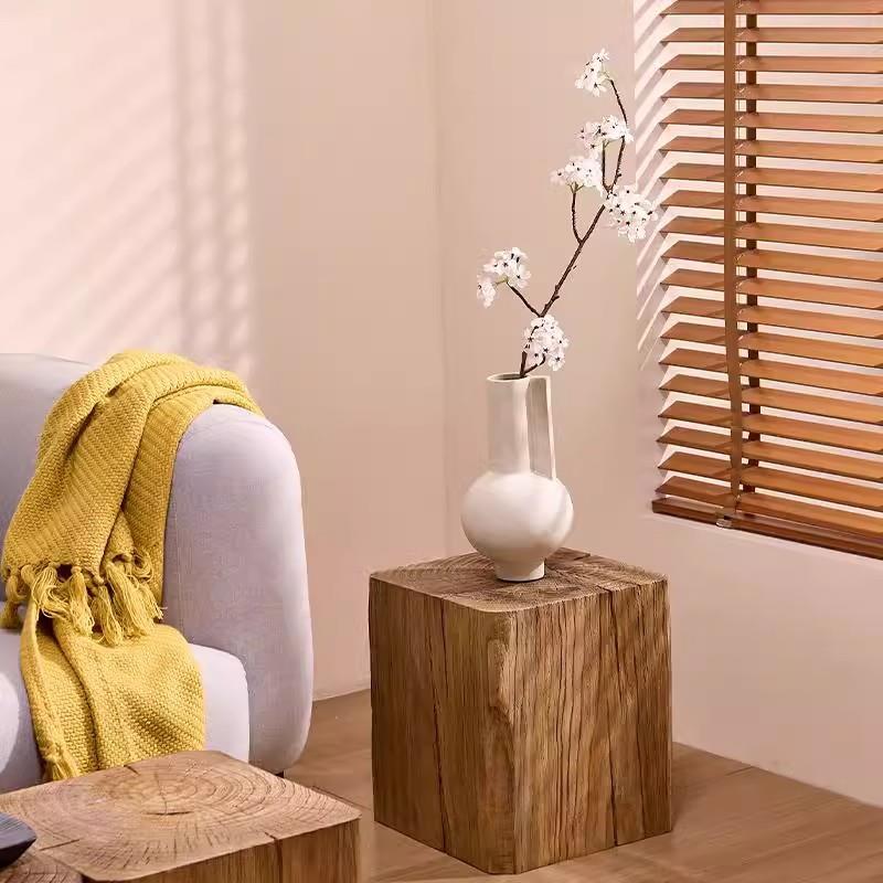 茶几组合创意木桩酒店摆件沙发边几根雕实木墩子家用角几简约树桩