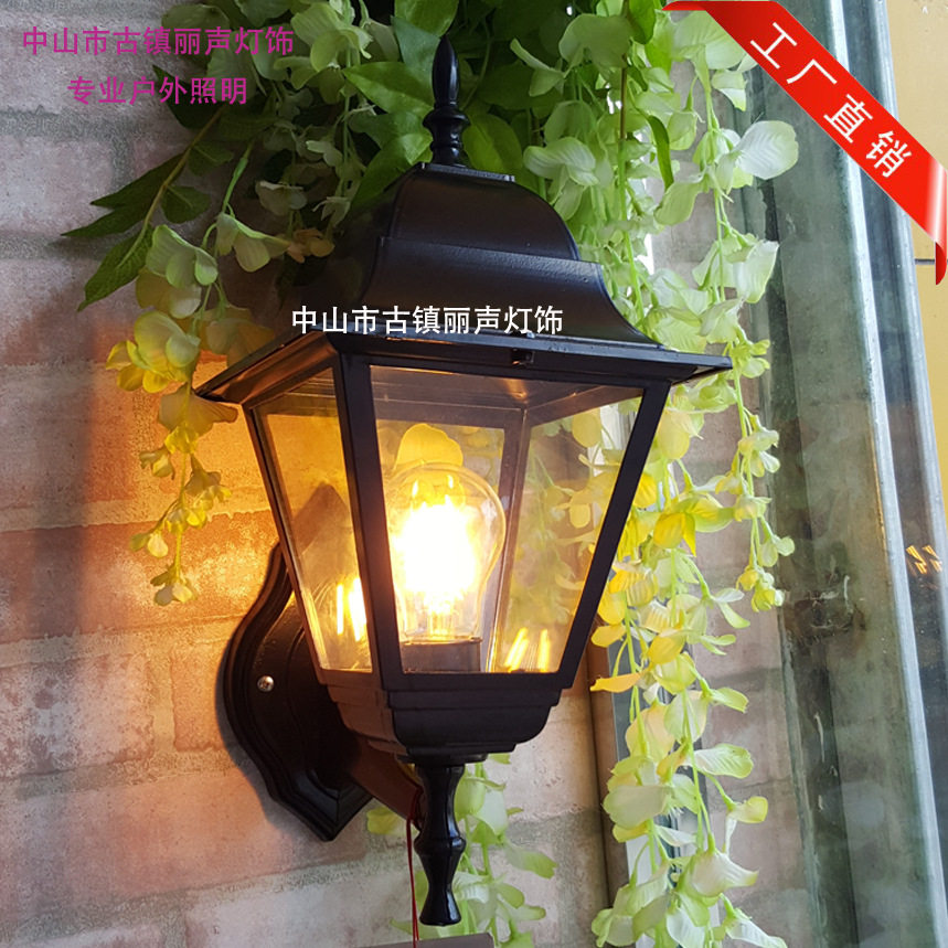 室外壁灯美式简约防水墙壁庭院灯餐厅酒吧过道装饰灯具铝制大四方