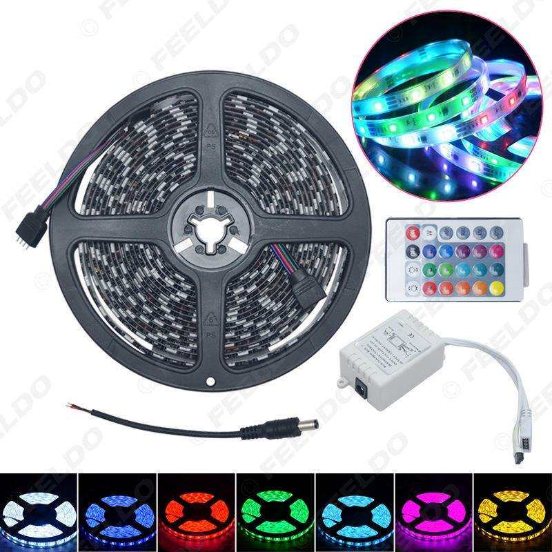 12V 5M5米5050-300LED RGB带闪带遥控 灯条 车载气氛灯条装饰灯带