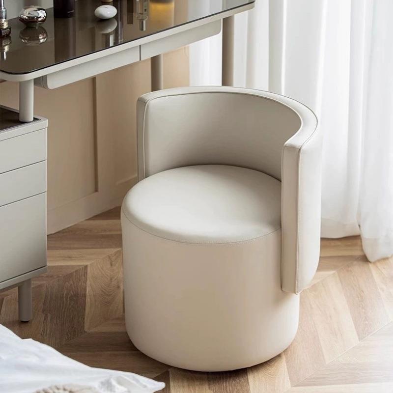 轻奢风梳妆凳椅子奶油风家用卧室靠背凳现代简约化妆凳可旋转圆凳