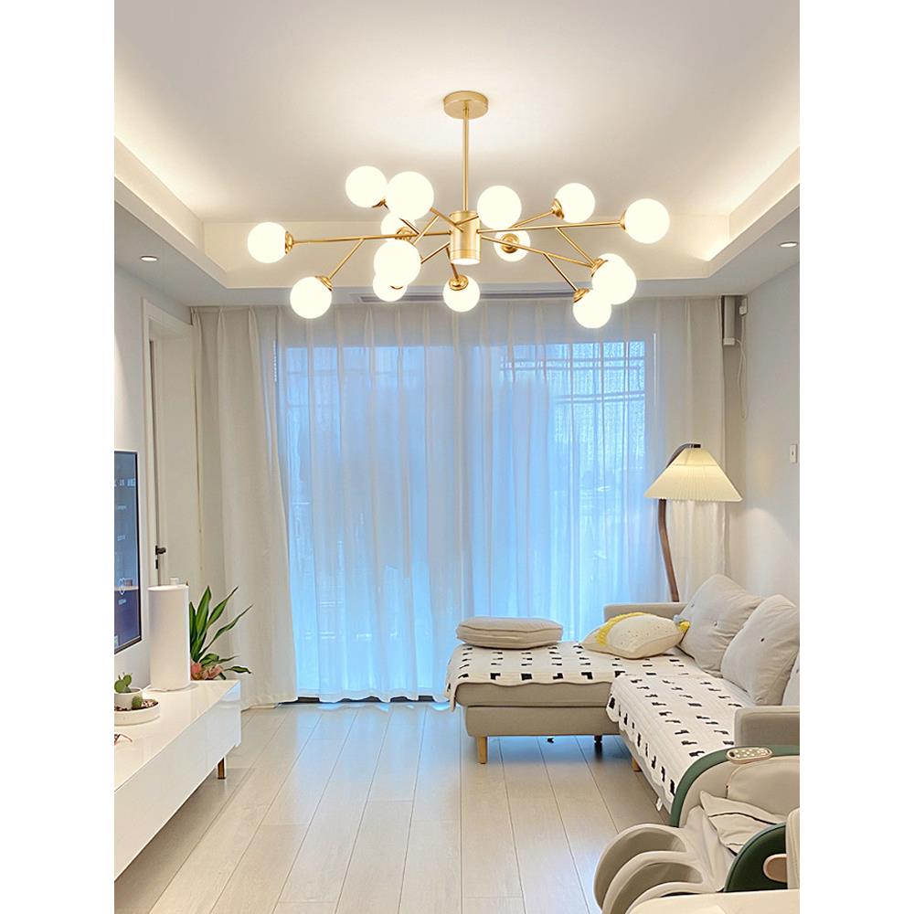 北欧轻奢客厅吊灯现代简约大气魔豆创意奶油风主卧室餐厅中山灯具