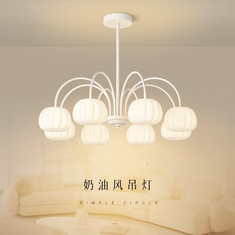 日式网红南瓜吊灯客厅灯现代简约法式奶油风客厅主灯卧室餐厅灯具