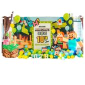 我世界背主题DJV生日装 饰场孩景布置男10周岁派对气 球景墙kt板