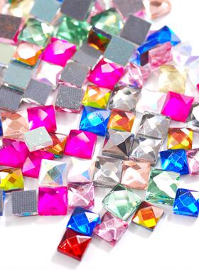 RNI6*6mm0500颗d正方形玻璃钻平底龟装面烫钻iy手机饰