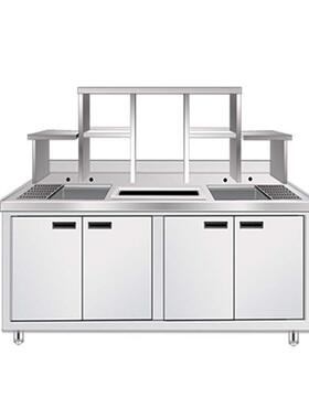 水吧台商用奶茶操工温作台作冷藏柜水操作台PAC厨房带水店槽冰箱