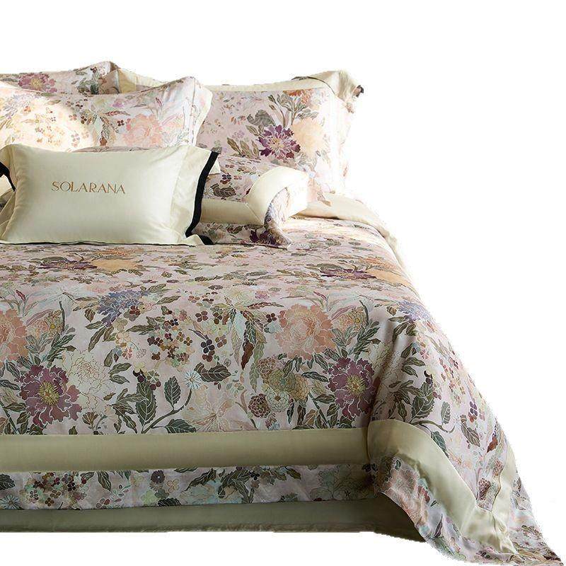 夏季高奢美细式丨凉沁裸睡0202500400S超旦1天丝四件套优雅印花真,床上用品,床品套件/四件套/多件套,淘宝优惠券,粉丝福利购,淘宝优惠卷