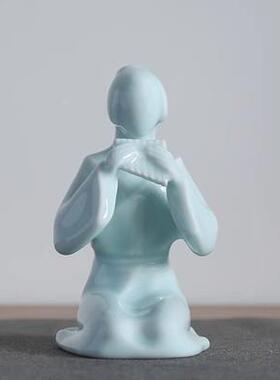 新中式唐古代女仕物陶瓷摆件家人居客厅玄XAX关饰品工艺品古装典