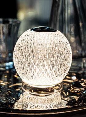 艺贝高RZ-QS065级感轻水晶玻璃触摸子无线奢床头柜氛围小夜灯梳妆