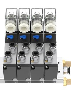 气动控制五阀开关4V20-座0824V二位通电磁阀组2120V汇流板底阀岛