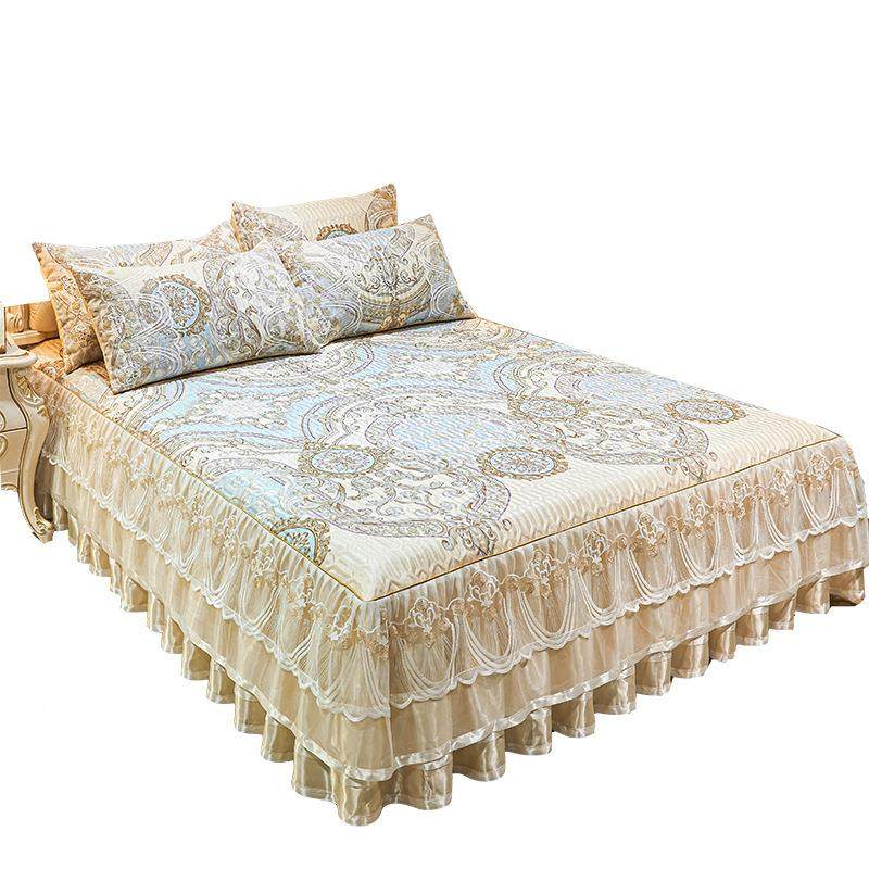 欧式蕾丝床裙凉冰丝席款三件机291079套1.8米加厚可折叠洗席空调,床上用品,冰丝席,淘宝优惠券,粉丝福利购,淘宝优惠卷