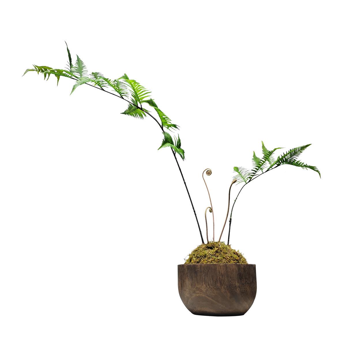 中式艺居装饰仿真植绿造986景盆家栽客厅酒店售楼处植物木质花器