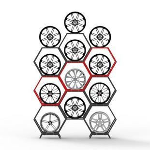 轮毂展示架自由装组合铝圈架改金属装件拆轮圈货架钢圈胎玲展示柜