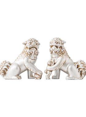 艺装贝子新中做旧古麒麟对狮式子摆件样板间复YB-QS045书房书柜软