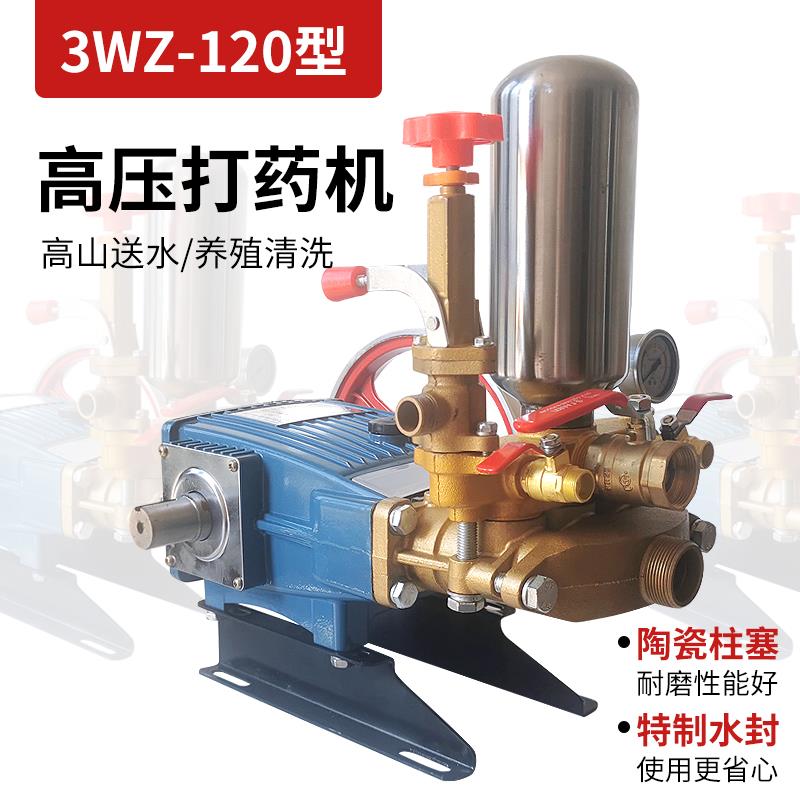 120型三缸柱塞泵农用园林高压打药喷雾机大流量高山抽水养殖清洗
