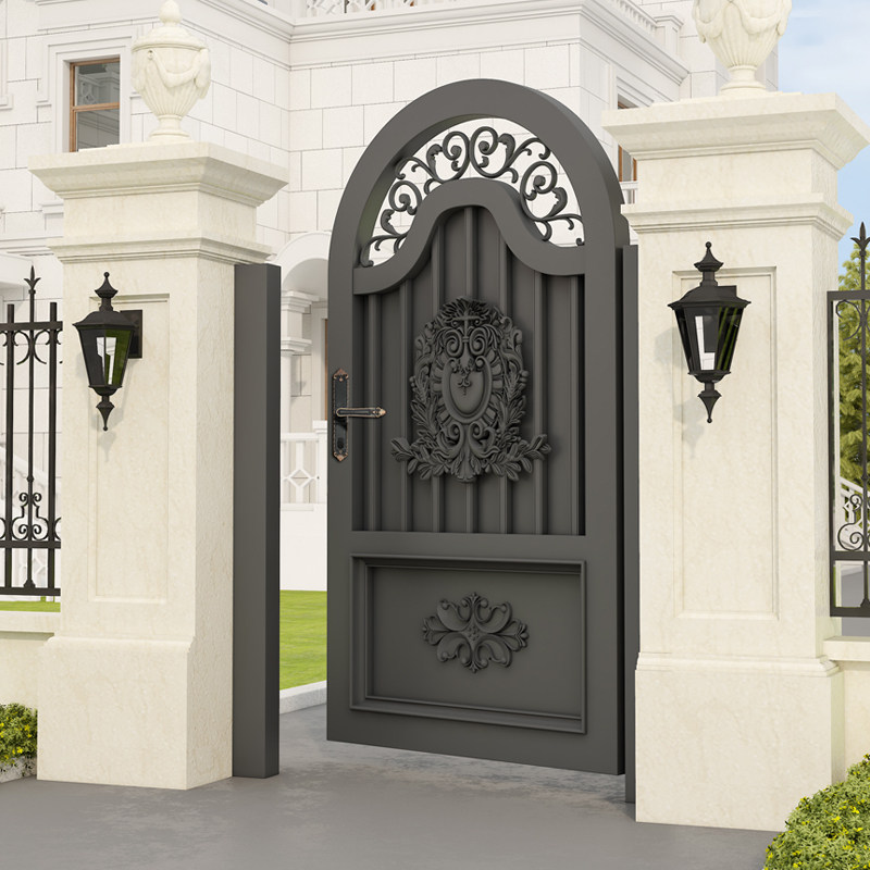 铝合金欧式庭院大门别墅花园门铁艺入户单双开院子门不锈钢电动门