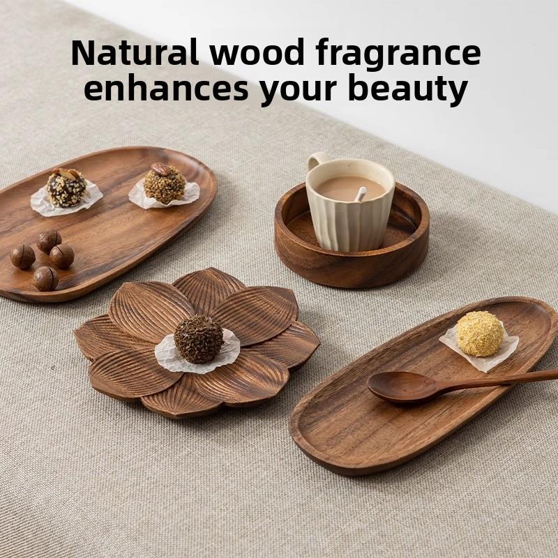 实木托盘核桃家庭杯垫茶托盘创意矩形茶托盘零食水果零食托盘水果