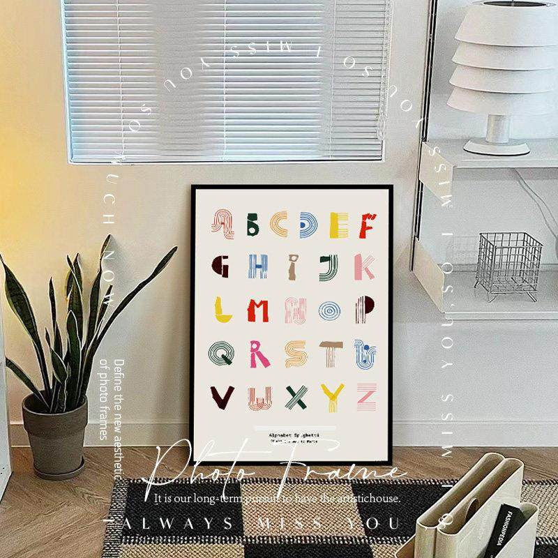 努高 英文字母表装饰画北欧简约儿童房卧室挂画客厅餐厅沙发壁画