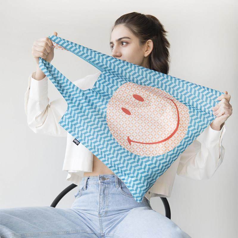 德国LOQI秒杀时尚环保包轻便单肩包收纳可折叠购物袋清新花朵笑脸,收纳整理,购物袋/环保袋/帆布袋,淘宝优惠券,粉丝福利购,淘宝优惠卷